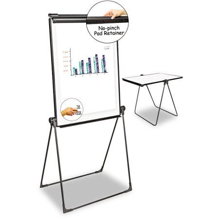 Universal One Foldable Double Sided Dry Erase Easel, 28.5" x 37.5", White/Black Mobile Whiteboard, Metal Board, Metal Easel, Artist Easel, Whiteboard Eraser, Magnetic White Board, School Furniture, Home Office Organization, Dry Erase Markers