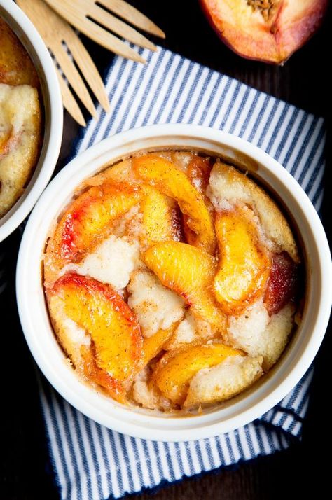 Easy Peach Cobbler Recipe for two Peach Cobbler For Two, Cobbler For Two, Fresh Peach Recipes, Fresh Peach Cobbler, Southern Peach Cobbler, Easy Peach Cobbler Recipe, Cobbler Easy, Recipe For 1, Small Batch Baking