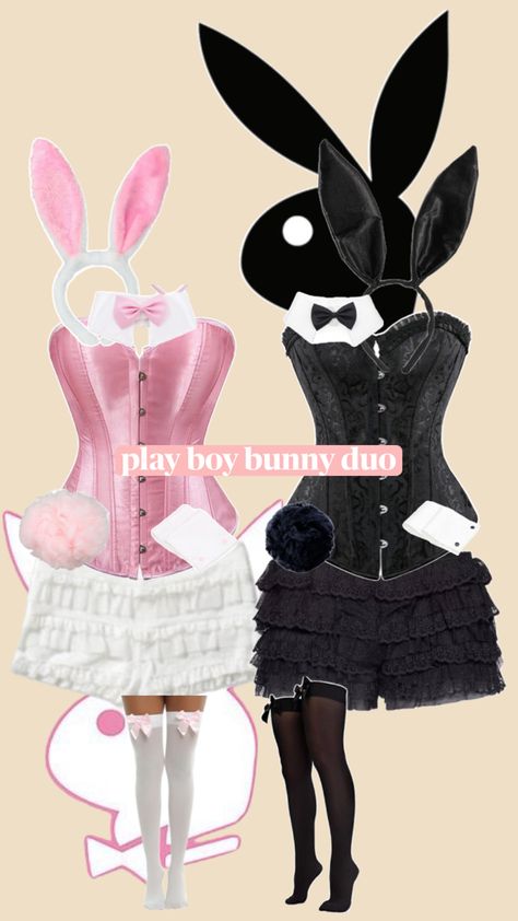 halloween duo costume Bunny Costume Ideas, Halloween Duo Costume, Playboy Bunny Halloween Costume, Playboy Bunny Halloween, Halloween Duo, Playboy Bunny Costume, Halloween Duos, Bunny Halloween, Bunny Halloween Costume