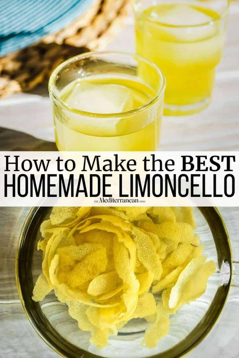 Learning how to make limoncello is easy with this three ingredient limoncello recipe. It’s delicious in a cocktail or ice cold on its own! Authentic Limoncello Recipe, Lemoncello Recipes, Crescent Roll Cream Cheese, Lemon Cello Recipe, Italian Limoncello Recipe, Cooking With Alcohol, Italian Limoncello, Best Mediterranean Recipes, Homemade Corndogs