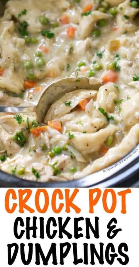 Crock Pot Chicken And Dumplings, Dumplings Easy, Easy Crock Pot Chicken, Crockpot Chicken And Dumplings, Hearty Soup Recipes, Crock Pot Dinners, Chicken Dumplings, Crockpot Ideas, Crockpot Dinners