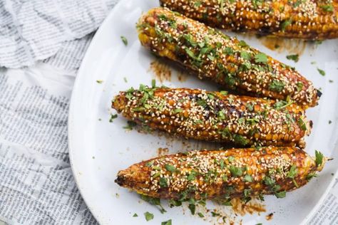 Take Your Corn on the Cob to the Next Level With These 3 Recipes Asian Corn, Grilled Corn Recipes, Chili Lime Sauce, Street Magazine, Basting Sauce, Pork Skewers, Corn Crib, Grilled Food, Milk Street