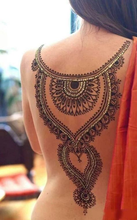 #Trending: Bring Sexy Back with Back Mehendi! | WedMeGood Body Mehndi, Full Body Henna, Body Henna, Tattoos For Women Small Meaningful, Girl Back Tattoos, Tattoo Henna, Japanese Tattoos, Mehndi Tattoo, Back Tattoo Women