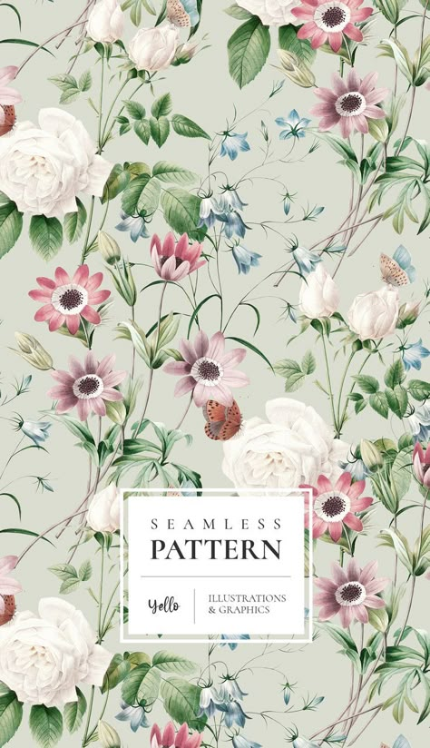 Do you love this pattern? Click on the picture and go to elements.envato.com -> there you will find information on how to buy this pattern. //// #botanical #fashion #textile #printstudio #patterndesigner #floral #flowers #background #fabrics #printtextile #bloom #blossom #bridal #card #invitation #romantic #seamlesspattern #wallpaper #home #decore #pillow #colorful #amazing #yellow #bright Floral Green Background, Textile Design Digital Flower, Backgrounds Patterns, Stationery Journal, Watercolor Flower Pattern Textile Design, Botanical Fashion, Bridal Card, Seamless Botanical Pattern, Daisy Wallpaper