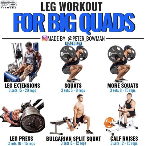 A perfect example of a good quad focused leg day. All these movememts are perfect for building bigger better legs.💪 Gym Notes, Big Quads, Leg Workout Gym, Bigger Legs Workout, Quads Workout, Leg Workouts For Men, Bigger Legs, Quad Muscles, Leg Workouts Gym