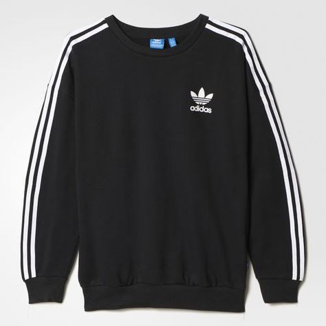 adidas - 3-Stripes Sweatshirt Black AJ8403 Adidas Sweats, Adidas Shoes Women, Adidas Vintage, Striped Sweatshirts, Adidas Sweatshirt, Skateboarder, Adidas Outfit, Milan Fashion Weeks, Street Style Paris