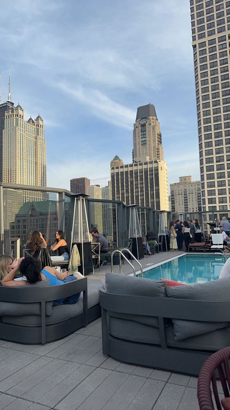 Located in the Gold Coast neighborhood of Chicago, IL. 🤍 Warm night for opening weekend <3 Gold Coast Chicago, Rooftop With Pool, Chicago Rooftop, Chicago Neighborhoods, Rooftop Pool, Swim Club, June 2024, The Gold, Chicago Il