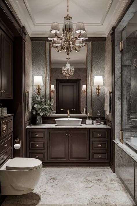 If you're considering a bathroom upgrade, you might want to explore some luxurious designs that can elevate your space. Imagine transforming your ordinary bathroom into a spa-inspired retreat or a vintage glam haven. Each design offers unique elements, from elegant marble accents to minimalist zen oases that promote tranquility. You'll find that the right choices can turn daily routines into indulgent experiences. Curious about which styles resonate with your vision? There's a lot more to uncove Nice Bathrooms Modern, Modern Classic Powder Room, Small Classic Bathroom, Master Restroom Ideas, Classic Bathroom Design Luxury, Classic Luxury Bathroom, Luxury Classic Bathroom, High End Bathroom Design Luxury, Elegant Small Bathroom Ideas