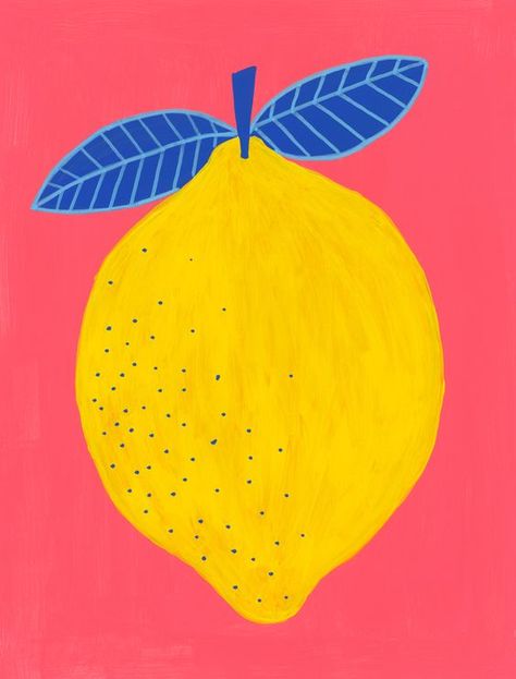 Lemon Wall Art, Lemon Art, Artfully Walls, Colorful Illustration, Fruit Illustration, Diy Canvas, 그림 그리기, Painting Inspiration, Diy Art