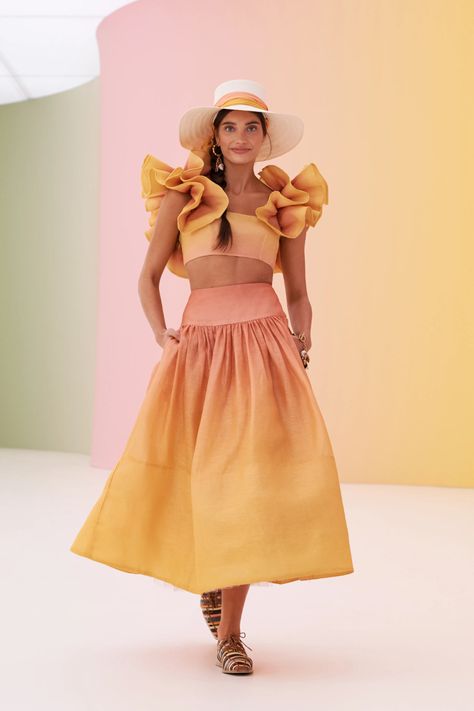 Zimmermann Resort 2022 Collection - Vogue Zimmermann Resort, Silk Crop Top, Full Maxi Skirt, Scarf Tie, Tropical Resort, Beach Tropical, Warm Weather Outfits, Charm Chain, Spring Summer 2022