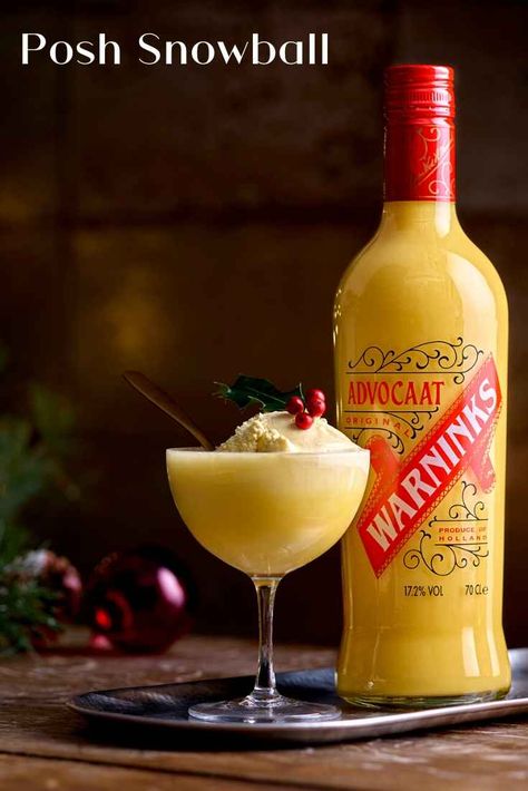 An easy cocktail receipe for the classic Warnicks Advocaat Snowball. Start the season in style by sipping this cocktail! #Cocktail #Recipe #Advocaat #Snowball Retro Cocktail Bar, Snowball Cocktail, Snowball Drink, Snowball Cocktail Recipe, Homemade Spirits, Christmas Cocktail Recipes, Best Christmas Cocktails, Drinks Poster, Bourbon Cocktail Recipe