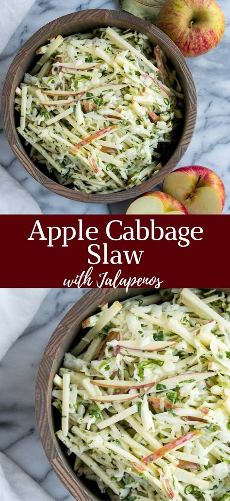 Apple Coleslaw Recipe, Apple Cabbage, Apple Coleslaw, Apple Slaw, Creamy Dressing, Cole Slaw, Slaw Recipes, Crunchy Pecans, Cabbage Slaw