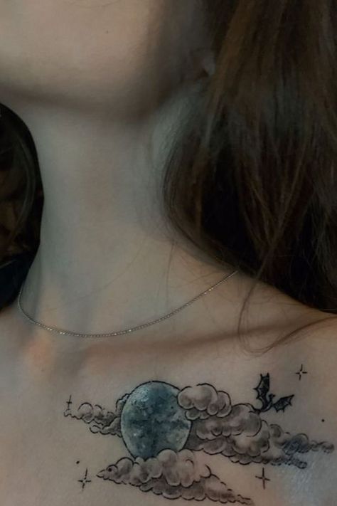 19 Exceptional Hood Gangsta Neck Tattoos Ideas To Try In 2024 Moon Clouds And Stars Tattoo, Moon Cloud And Stars Tattoo, Cloud Dragon Tattoo, Cloud Tattoo Neck, Cloud Collar Bone Tattoo, Cloudy Moon Tattoo, Dragon Clouds Tattoo, Cloud And Moon Tattoo, Moon Clouds Tattoo