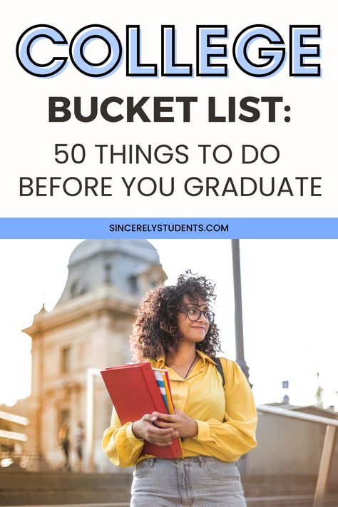 The ultimate college bucket list of things to do before you graduate! College Bucket List, Bucket List Ideas, College Graduate, List Of Things, College Hacks, List Ideas, College Fun, Good Grades, Top 50