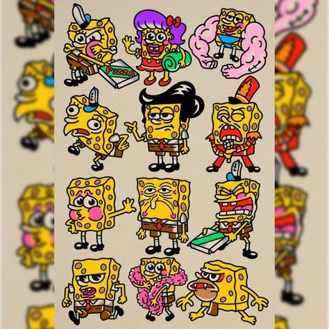 Ryan McDonald on Instagram: "Which SpongeBob are you? Taking walk ins all day this Monday for our first ever SpongeBob flash day @deadaheadtattoo ! Most designs $150-200" Spongebob Tattoo, Easy Perler Beads Ideas, Tattoo Design Book, Tattoo Outline, American Traditional Tattoo, Neo Traditional, August 11, Flash Art, American Traditional