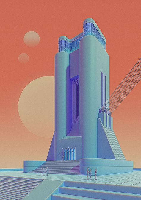 Retro Futurism Sci-Fi Art,  Fantasy Architectural Brutalism Poster, City Wall Decoration, Printable Poster Architecture Print. This art is based on Antonio Sant'elia's work on electric grids, power plants, and so on. Antonio was an Italian futurist that died in 1918 during WWI and even when none of his works were actually built, he left many sketches that inspired architects and filmmakers. Bring a piece of raw Brutalist architecture to your home with these Retro Futurism Sci-Fi Prints. Prepared Italian Futurism Architecture, Retro Futuristic Building, Retro Futurism Architecture, Blender Architecture, Antonio Sant Elia, Brutalism Poster, Italian Futurism, Poster Architecture, Futurism Art