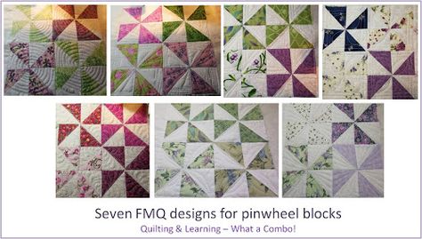 Easy Free Motion Quilting Designs, Pinwheel Blocks, Pinwheel Block, Free Motion Quilt Designs, Pinwheel Quilt, Dresden Plate, Blue Quilts, Free Motion Quilting, Quilting Ideas