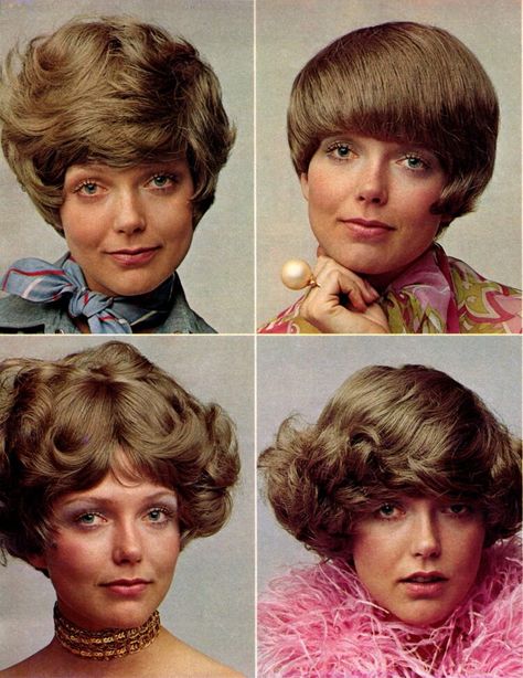 How to create 5 different classic '70s hairstyles (plus check out 8 more retro 'dos), at Click Americana - #hairstyles #vintagehair #vintagehairstyles #retrohairstyles #vintagefashion #70s #seventies #retro #vintage #beauty #haircuts #clickamericana 70s Short Hairstyles, 1970 Hairstyles, 70s Hair Styles, 70s Haircuts, 70s Hairstyles, 70’s Hair, 1970s Hairstyles, Tan Skin Blonde Hair, 70s Hair