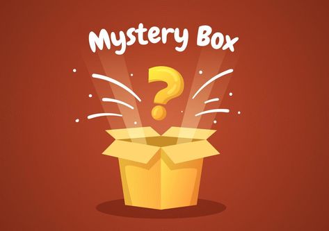 Mystery Gift Box with Cardboard Box Open Inside with a Question Mark, Lucky Gift or Other Surprise in Flat Cartoon Style Illustration Glamorous Jewelry, Lucky Gifts, Surprise Box, Swarovski Crystal Beads, Mystery Box, Cardboard Box, Cartoon Styles, The Box, Some Fun