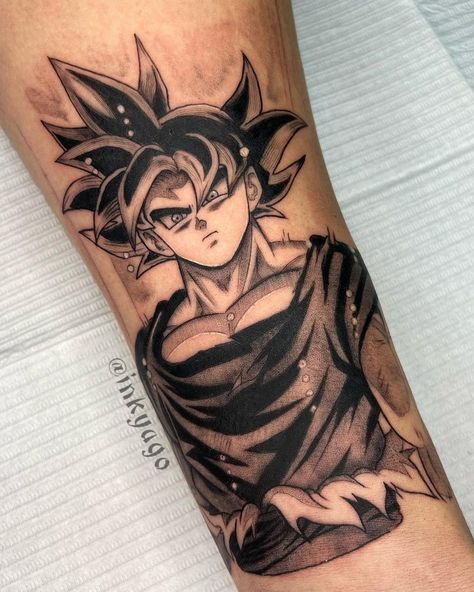 Goku Ultra Instinct Tattoo, Ultra Instinct Tattoo, Instinct Tattoo, Goku Tattoo Ideas, Son Goku Ultra Instinct, Goku Tattoo, Elephant Stencil, Dbz Tattoo, Hard Tattoos