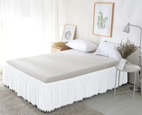 King Size Bed Skirt, White Bed Skirt, Bed Wrap, Ruffle Bed Skirts, Cheap Bedding, Bed Skirts, Dust Ruffle, Ruffle Bedding, Hotel Bed