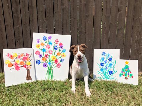 Art With Dog Paws, Dog Footprint Art, Paw Painting Dog Art, Paw Print Art Diy, Dog Painting Ideas, Dog Paw Art, Dog Paw Print Art, Paw Print Crafts, Paw Crafts