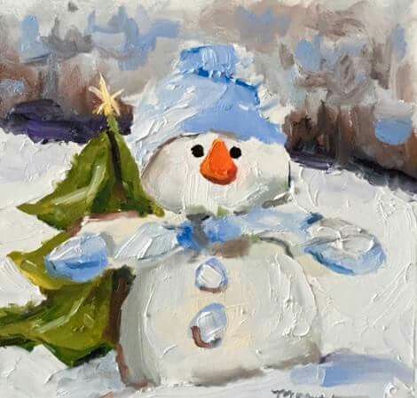 Snowman painting Snowman Oil Pastel Art, Christmas Oil Pastel Art, Christmas Oil Pastel, Christmas Gouache, Basic Oil Painting, Christmas Dump, Sketching Basics, Oil Painting Reference, Anthropologie Art