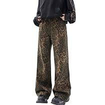 Tattoo Leopard, Vintage Jeans Style, Wide Leg Pants Jeans, Leopard Jeans, Leopard Print Jeans, Leopard Print Pants, Loose Trousers, Printed Jeans, Baggy Pants