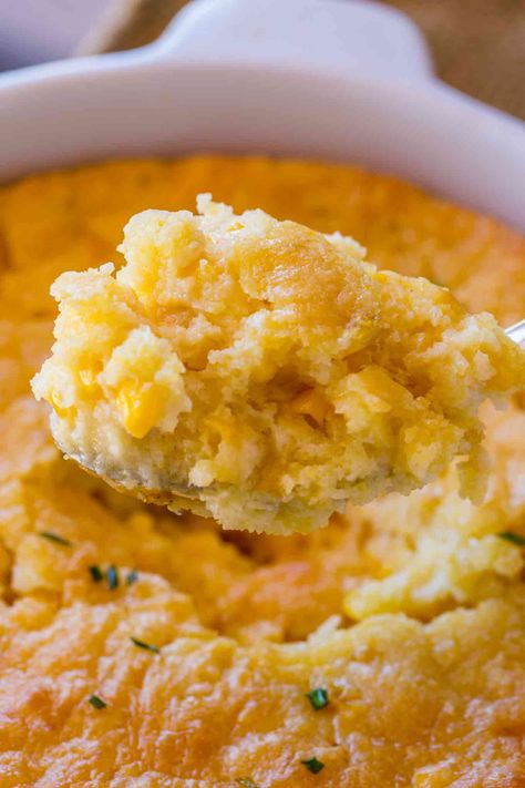 Easy Corn Casserole made in one bowl with just five ingredients including sour cream, corn and corn muffin mix, this is the easiest holiday side dish ever! Fish Fry Sides, Sour Recipes, Easy Corn Casserole Recipe, Creamed Corn Casserole Recipe, Sweet Corn Casserole, Jiffy Recipes, Easy Corn Casserole, Cornbread Casserole Recipe, Easy Holiday Side Dishes