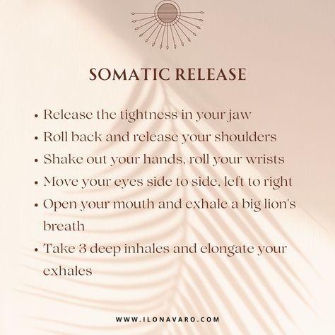 Somatic release is not just a physical practice; it's an opportunity to reconnect with your breath, your body, and the present moment. ⁠ ⁠ It's a mindful journey that transcends the physical, offering a holistic release of both the tangible and intangible burdens you carry. ⁠ ⁠ So, take a moment for yourself, indulge in the simplicity of these movements, and feel the liberating effects of somatic release wash over you, leaving you rejuvenated and grounded. ⁠ ⁠ Somatic Healing Stretches, Somatic Flashbacks, Breathe Exercises, Somatic Dance, Somatic Breathwork, Things To Release, Somatic Release, Release Quotes, Somatic Yoga