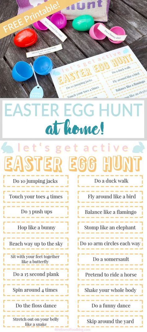 Do your kids need to burn some energy? Check out this free printable filled with Easter Egg Hunt activities to add to your eggs. Get out and have fun and be active this Easter! Easter Egg Hunt Activities, Easter Egg Hunt Clues, Printable Easter Activities, Perfect Pot Roast, Easter Scavenger Hunt, Egg Fillers, Easter Egg Fillers, Easter Activities For Kids, Easter Hunt