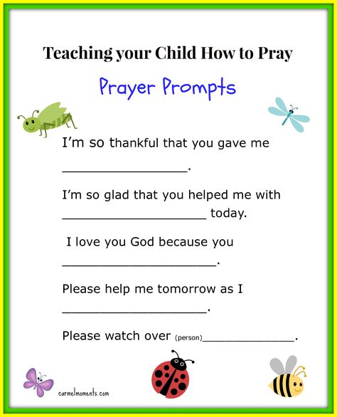 Prayer Activities, Prayer Prompts, Preschool Bible, Bible Study For Kids, Sunday School Activities, How To Pray, Prayers For Children, Bible Lessons For Kids, Bible Activities