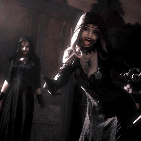 Dimistrecu Sisters Resident Evil, Dimestricu Daughters, Dimistrecu Sisters, Resident Evil Village Aesthetic, Bella Dimitrescu, Dimitrescu Sisters, Resident Evil Cosplay, Scene Gif, Dark Souls Wallpaper