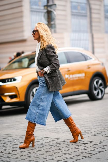 Culottes Outfit, Casual Chique Stijl, Stile Casual Chic, Chique Outfit, Elle Fashion, Denim Outfits, Looks Chic, 50 Fashion, Inspiration Mode