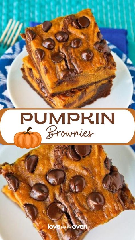 Chewy Brownie Recipe, Pumpkin Blondies Recipe, Fall Baked Goods, Pumpkin Blondies, Pumpkin And Chocolate, Chewy Brownies Recipe, Pumpkin Brownies, Chewy Brownies, Blondies Recipe