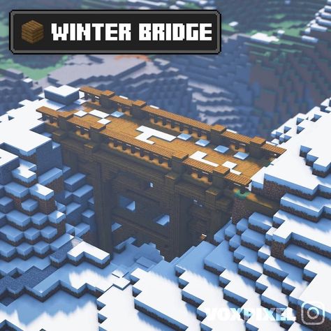 Spruce Bridge Minecraft, Minecraft Winter Ideas, Ice Village Minecraft, Snow Base Minecraft, Snow Builds Minecraft, Minecraft Tundra Builds, Snow Minecraft Builds, Minecraft Ice Builds, Minecraft Winter Builds