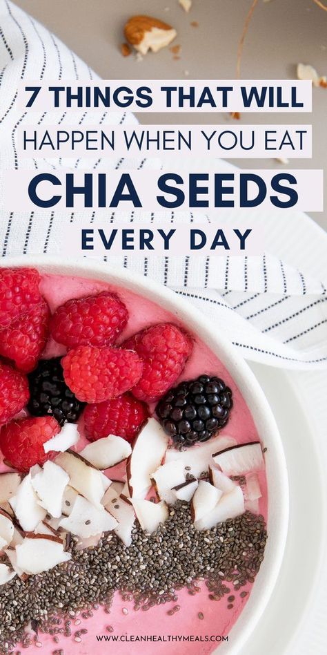 How and why to eat chia seeds every day! The amazing health benefits of chia seeds plus an easy chia pudding recipe to try! Chia Pudding Health Benefits, Clean Eating Chia Seed Pudding, Chia Seed Dinner Recipes, Chia Seed Pudding Benefits Health, Benefits Of Overnight Oats Chia Seeds, Chia Seed Diet Plan 21 Days, How To Incorporate Chia Seeds, High Fiber Overnight Oats Chia Seeds, Ways To Consume Chia Seeds