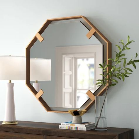 Sarrah Octagon Metal Wall Mirror Bedroom Wall Ideas, Metal Wall Mirror, Bronze Mirror, Accent Mirror, Accent Mirrors, Wall Ideas, Orren Ellis, Curtain Accessories, Wall Mirror