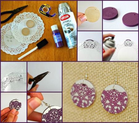 orecchini con carta delle torte Diy Earrings Tutorial, Beaded Stuff, Diy Jewlery, Lace Earrings, Earrings Diy, Lace Jewelry, Chic Earrings, Pretty Designs, Earring Tutorial