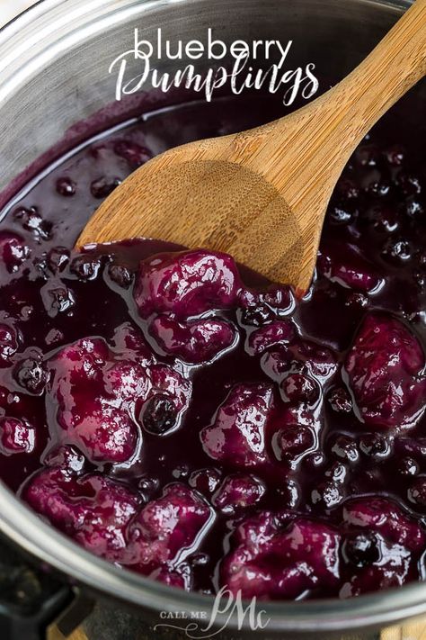 Southern Blueberry Dessert Dumplings is an old-fashioned, homey dessert that's pure fruity bliss! #blueberries #dessert #dumplings #recipe #homemade Blueberry Duff Recipe, Recipe For Blueberries, Sweet Dumplings Recipe, Dessert Dumplings Recipe, Fruit Dumplings Recipe, Blackberry Recipes Easy Simple, Sweet Dumplings Desserts, Southern Meal Ideas, Blueberry Pudding Dessert