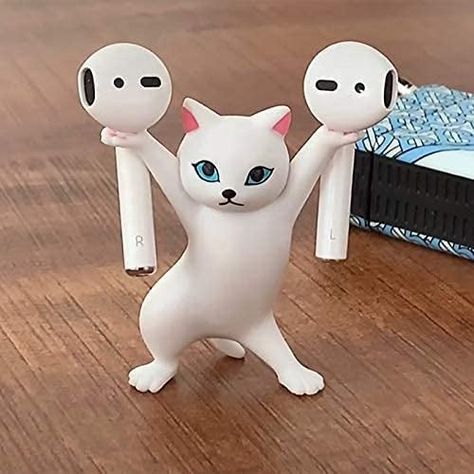 Cat Headphones, Cat Pen, Headphone Holder, Sewing Supplies Storage, Dancing Cat, Anime Accessories, Cute Clay, Cat Doll, Sewing Organization