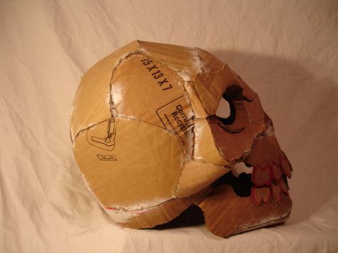 cardboard skull side by paulie45 Cardboard Skull, Skull Diy, Skull Template, 3d Skeleton, Sculpture Inspiration, Skeleton Head, Cardboard Sculpture, 3d Skull, Human Skeleton