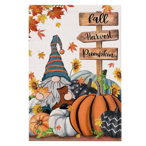 Gnome Wallpaper, Gnome Pumpkin, Fall House Flags, Fall Flags, Fall Garden Flag, Outside Decorations, Halloween Banner, Harvest Decorations, Welcome Fall