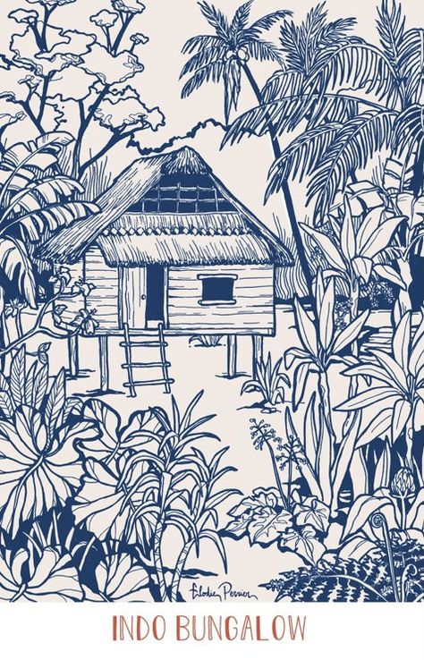 Illustration Botanique Vintage, Tropical Illustration, Beach Illustration, Beach Posters, Blue Poster, Picture Collage Wall, Art Et Illustration, Tropical Art, Surf Art