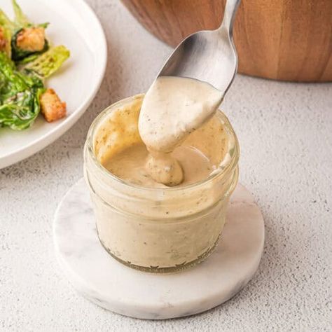 Dairy-Free Caesar Dressing - The Dairy-Free Menu Dairy Free Caesar Dressing, Caesar Dressing, Nutrition Labels, Romaine Lettuce, Caesar Salad, Recipe Images, Anchovies, Trans Fat, Croutons