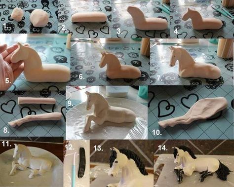 Fondant Horse, Horse Cake, Fondant Animals, Cake Topper Tutorial, Animal Cakes, Fondant Tutorial, Fondant Decorations, Fondant Toppers, Fondant Figures