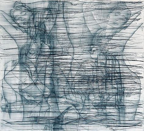 Ghada Amer – THE WOMAN WHO FAILED TO BE SHEHRAZADE, 2008 Ghada Amer, The Female Gaze, Mixed Media Textile Art, Feminist Artist, Female Gaze, Postmodern Art, Contemporary Textiles, Texture Inspiration, How To Make Drawing