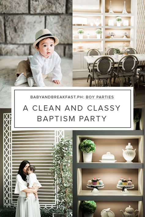 A Simple Yet Classy Baptism Party for Pablo | Simple | Classy | Baptism Party | Boy Parties | http://babyandbreakfast.ph/2017/04/01/a-simple-yet-classy-baptism-party-for-pablo/ Baptism And First Birthday Boy, Baptismal Theme Boy, Baptism Ideas Boys, Boy Baptism Ideas, Baptismal Theme, Baby Dedication Party, Baptism Party Boy, Baptism Reception, Christening Themes