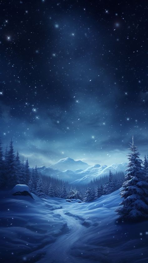 Magic Winter Aesthetic, Snowy Landscape Photography, Cold Winter Aesthetic, Fantasy Winter, Blue Christmas Background, Beautiful Winter Pictures, Snowflake Wallpaper, Abstract Art Images, Snowy Night