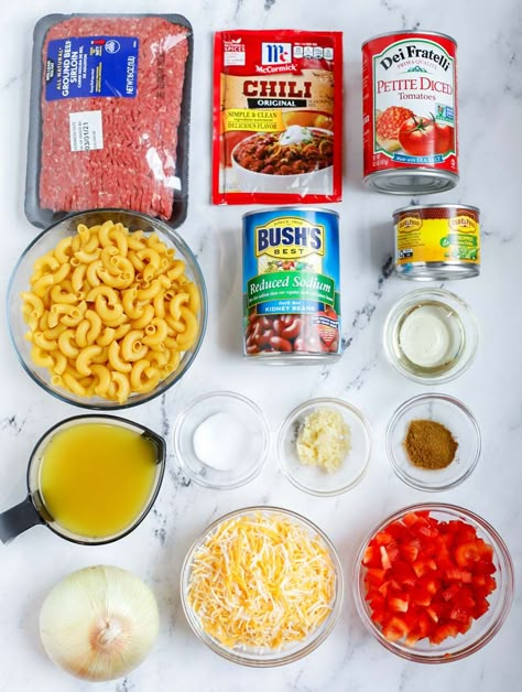 The Best Chili Mac and Cheese - Cookin' with Mima Mac And Cheese With Meat, Chilli Mac And Cheese, Chilli Mac, Easy Chili Mac, Mac Recipes, Easy Supper Ideas, Chili Mac Recipe, Cheesy Mac, Quick Easy Dinners